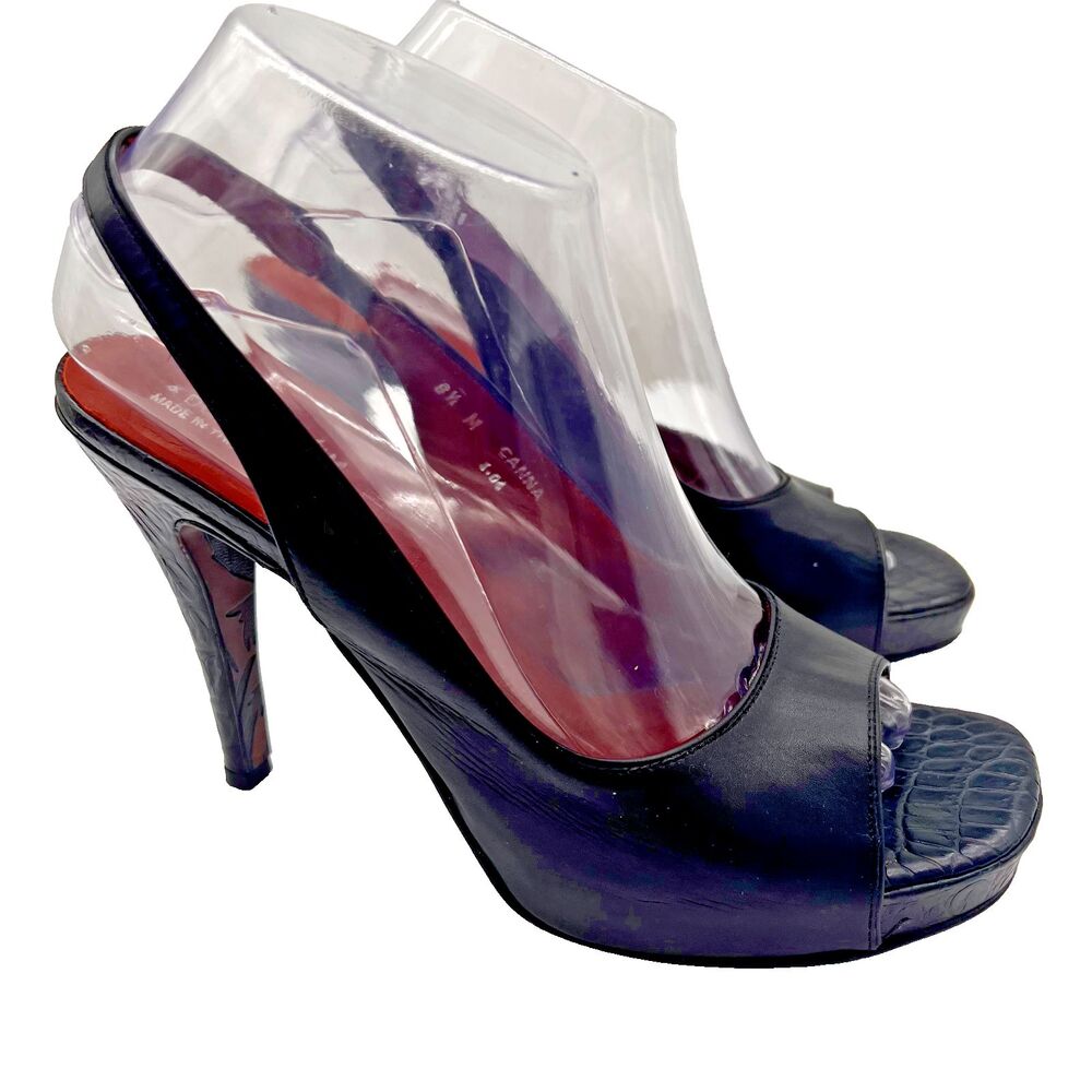 Donald J Pliner Couture  Baby Calf Gator Leather Shoe New Platform Peep Toe 8.5